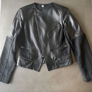 Saks fifth avenue black leather jacket